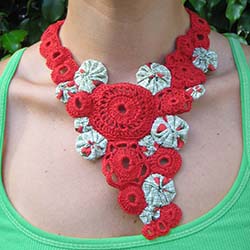 crochet quilt stitched necklace