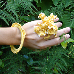 yellow crochet bracelet and ring