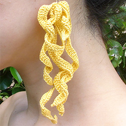 yellow curl crochet earring
