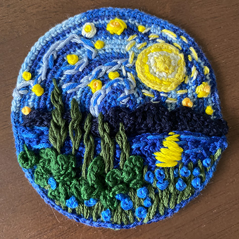 crochet starry night wall art
