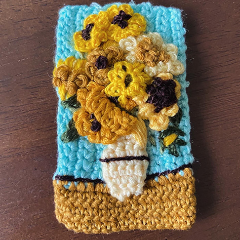 crochet Van Gogh Sunflower wall art