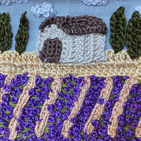crochet lavender fields wall art