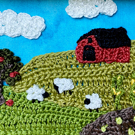 crochet fresh farm landscape wall art