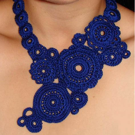 royal blue crochet necklace