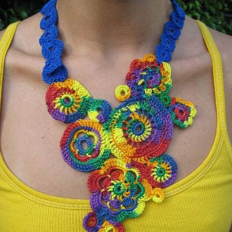 crochet rainbow necklace